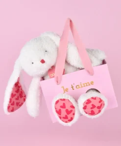 LAPIN JE T'AIME en sac cadeau - 25 cm