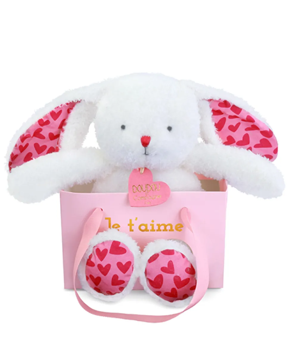 LAPIN JE T'AIME en sac cadeau - 25 cm