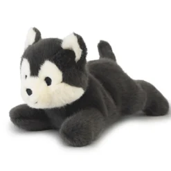 Loup gris peluche allongee - Les P'tits Relax - 22 cm