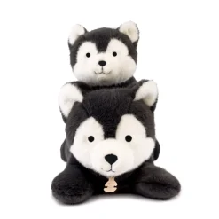 Loup gris peluche allongee - Les P'tits Relax - 22 cm