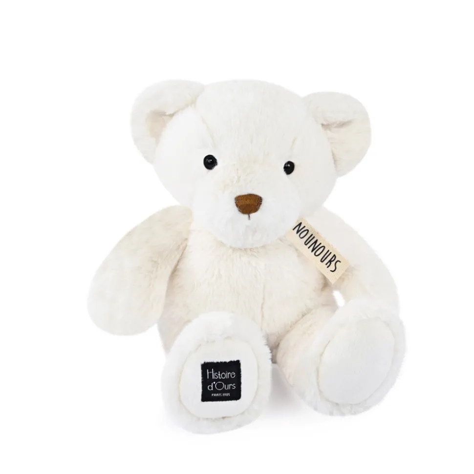 Ours en peluche blanc - LE NOUNOURS - 28 cm -