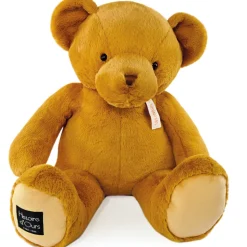 Ours en peluche geant jaune moutarde assis - LE NOUNOURS - 75 cm