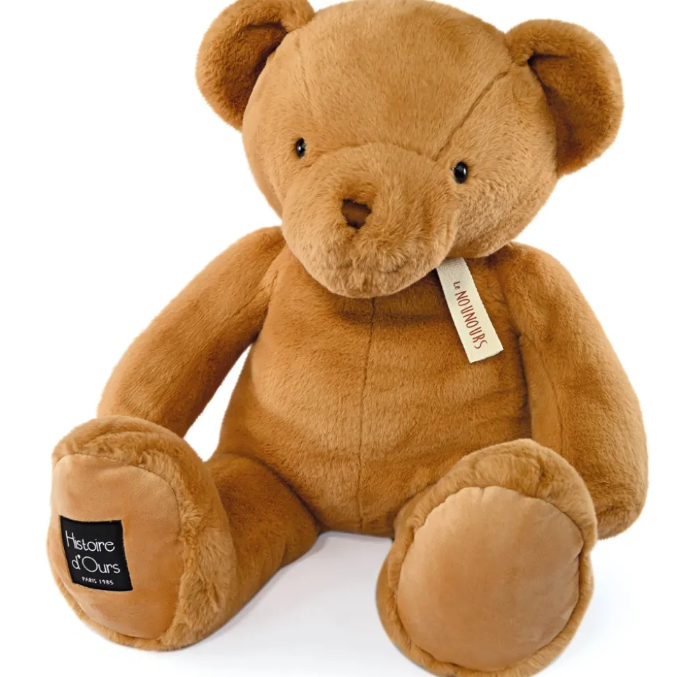 Ours en peluche geant marron clair assis - LE NOUNOURS - Marron foncé - 75 cm
