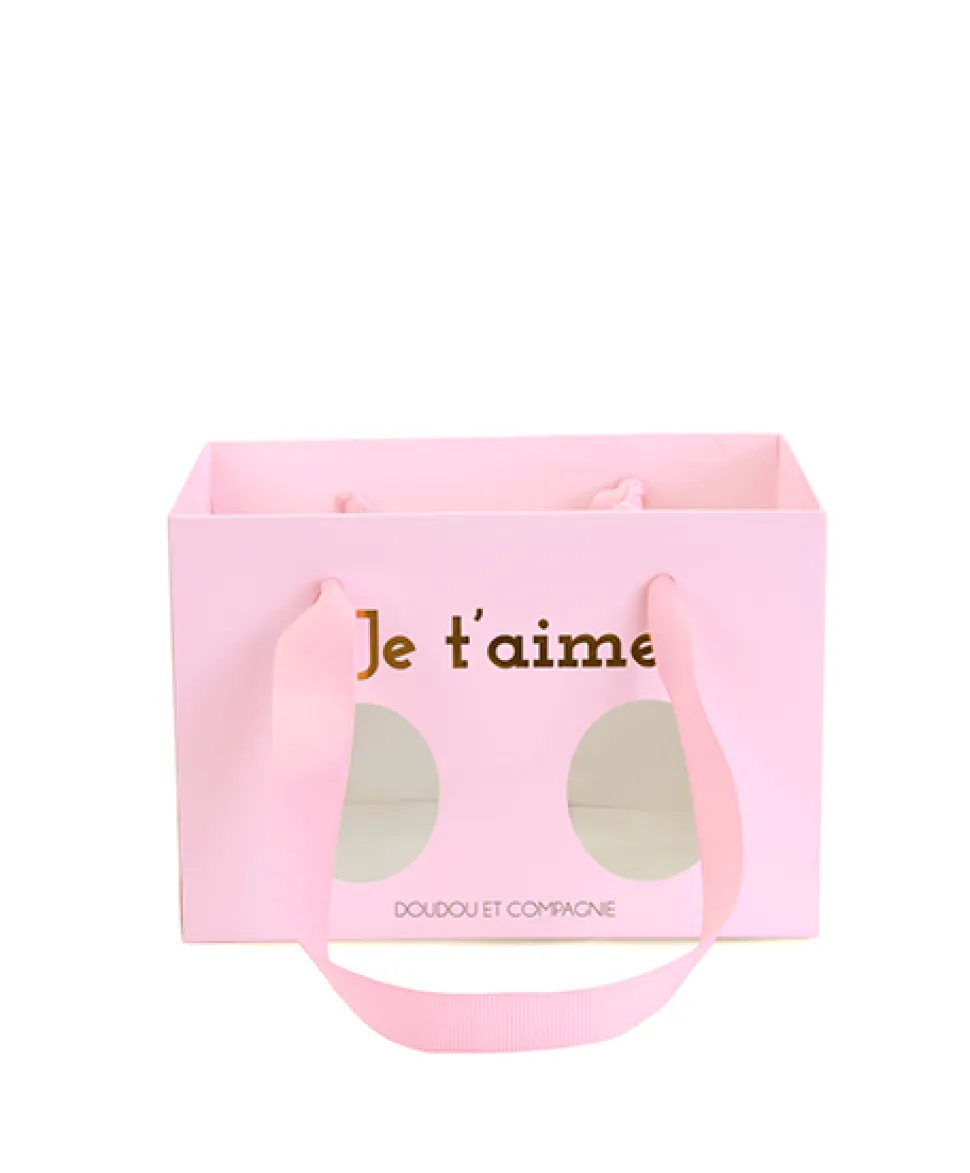 Ours en peluche JE T'AIME en sac cadeau - 25 cm