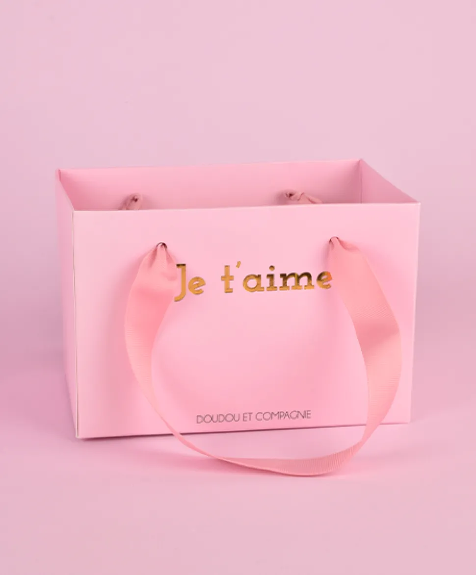 Ours en peluche JE T'AIME en sac cadeau - 25 cm