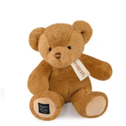 Ours en peluche marron clair assis - LE NOUNOURS - 28 cm