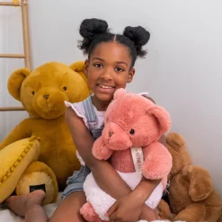 Ours en peluche rose praline - LE NOUNOURS - 28 cm