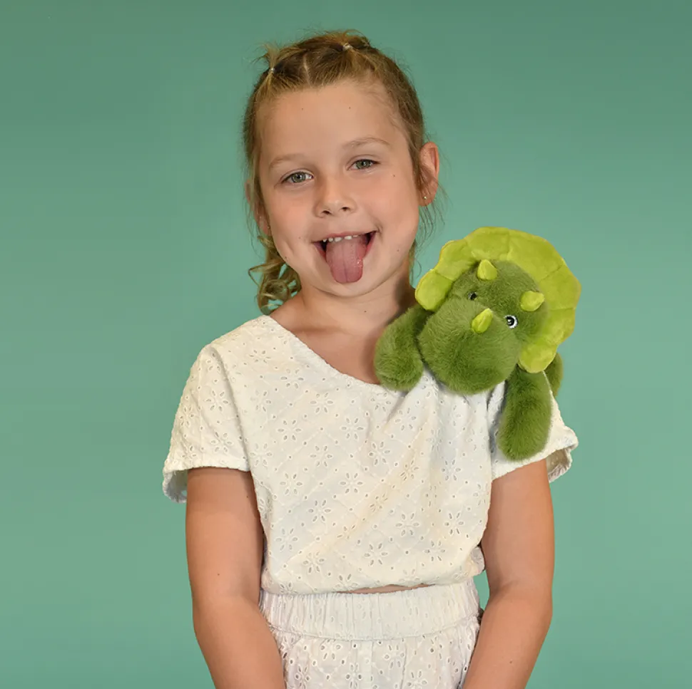 Peluche bien être - Dinosaure en peluche vert magnétique gris - 30 cm