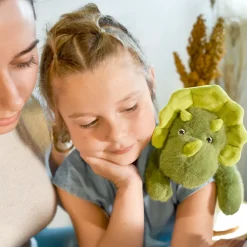 Peluche bien être - Dinosaure en peluche vert magnétique gris - 30 cm