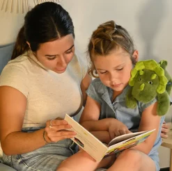 Peluche bien être - Dinosaure en peluche vert magnétique gris - 30 cm