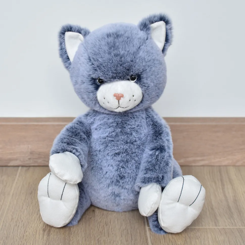 Peluche chat bleu 25 cm
