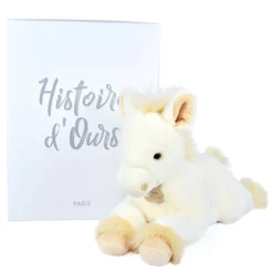 Peluche Cheval allongé - Blanc -35cm