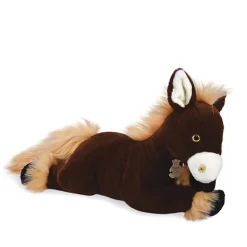 Peluche cheval allongé - Marron foncé -50cm