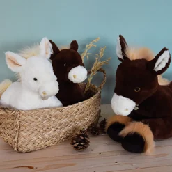 Peluche cheval allongé - Marron foncé -50cm