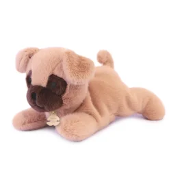 Peluche chien beige allongee lestee - Les P'tits Relax - 22 cm