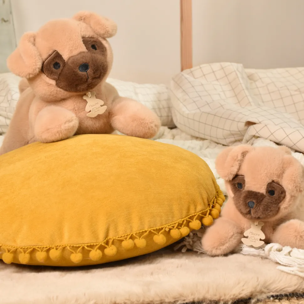 Peluche chien beige allongee lestee - Les P'tits Relax - 22 cm