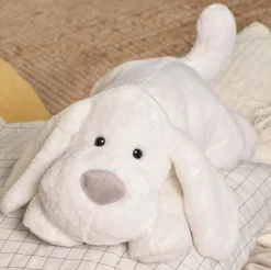 Peluche Chien Blanc - 40 cm - Les Allongés Stretch