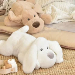 Peluche Chien Blanc - 40 cm - Les Allongés Stretch