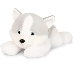 Peluche Chien Husky gris - 40 cm - Les Allongés Stretch