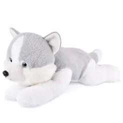 Peluche Chien Husky gris - 40 cm - Les Allongés Stretch
