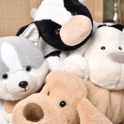 Peluche Chien Husky gris - 40 cm - Les Allongés Stretch