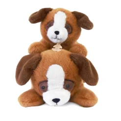 Peluche chien marron allongee lestee - Les P'tits Relax - 22 cm