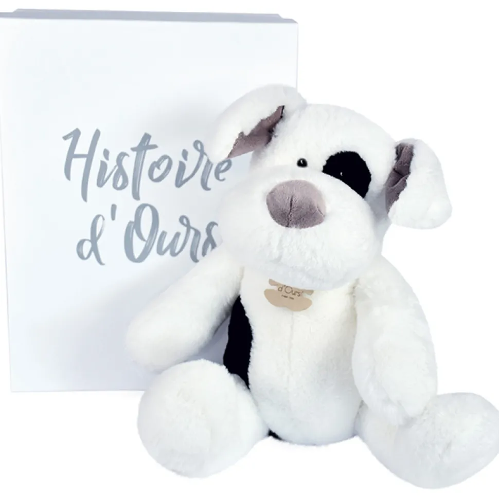 Peluche chien Noopy blanc et noir - Blanc - 40 cm