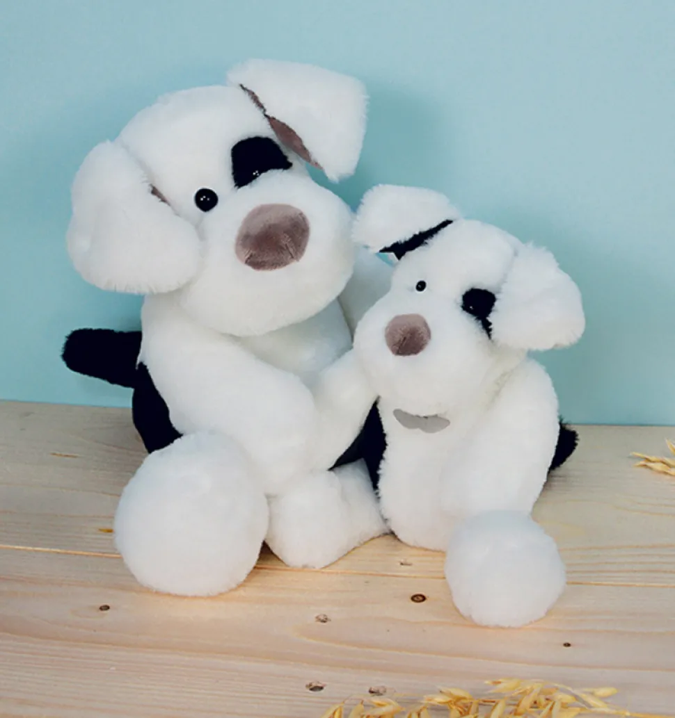 Peluche chien Noopy blanc et noir - Blanc - 40 cm