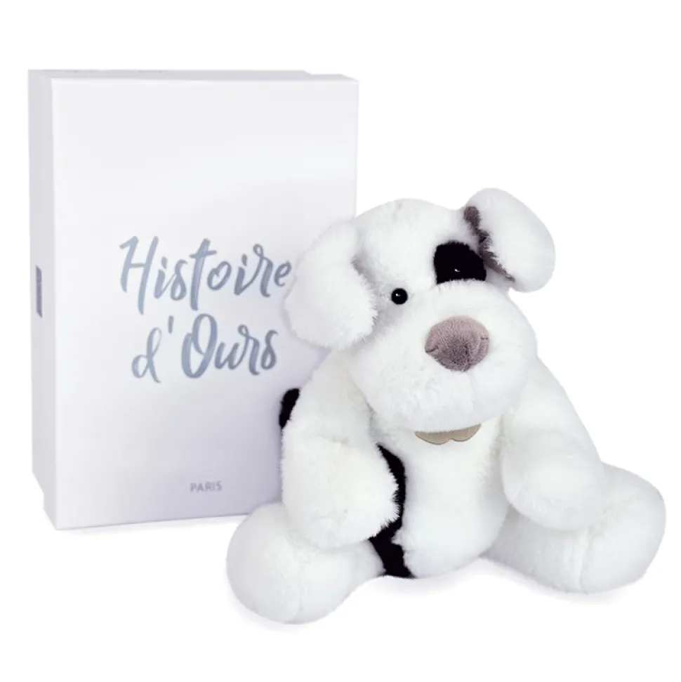 Peluche chien Noopy blanc et noir - Blanc - 30 cm