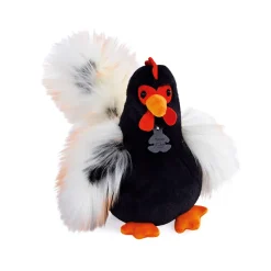 Peluche coq " Coq'rico" noir et blanc - 26 cm