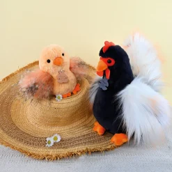 Peluche coq " Coq'rico" noir et blanc - 26 cm