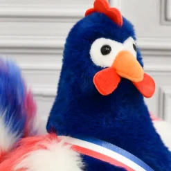 Peluche coq bleu marine - 24 cm - Fabriqué en France
