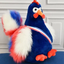 Peluche coq bleu marine - 24 cm - Fabriqué en France