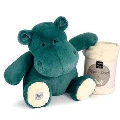 Peluche Géante Hippopotame vert 45 cm et son Plaid