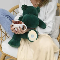 Peluche Géante Hippopotame vert 45 cm et son Plaid