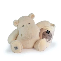 Peluche Géante Hippopotame Écru 45 cm et son Plaid
