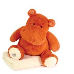 Peluche Géante Hippopotame orange 45 cm et son Plaid