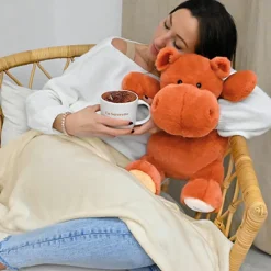 Peluche Géante Hippopotame orange 45 cm et son Plaid