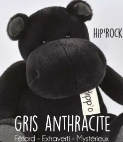 Peluche Hippo Gris anthracite - 25 cm