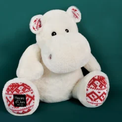 Peluche Hippopotame Blanc Noël - 40 cm