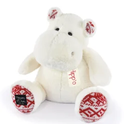 Peluche Hippopotame Blanc Noël - 40 cm