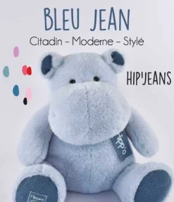 Peluche Hippopotame bleu - Blue jean 85 cm