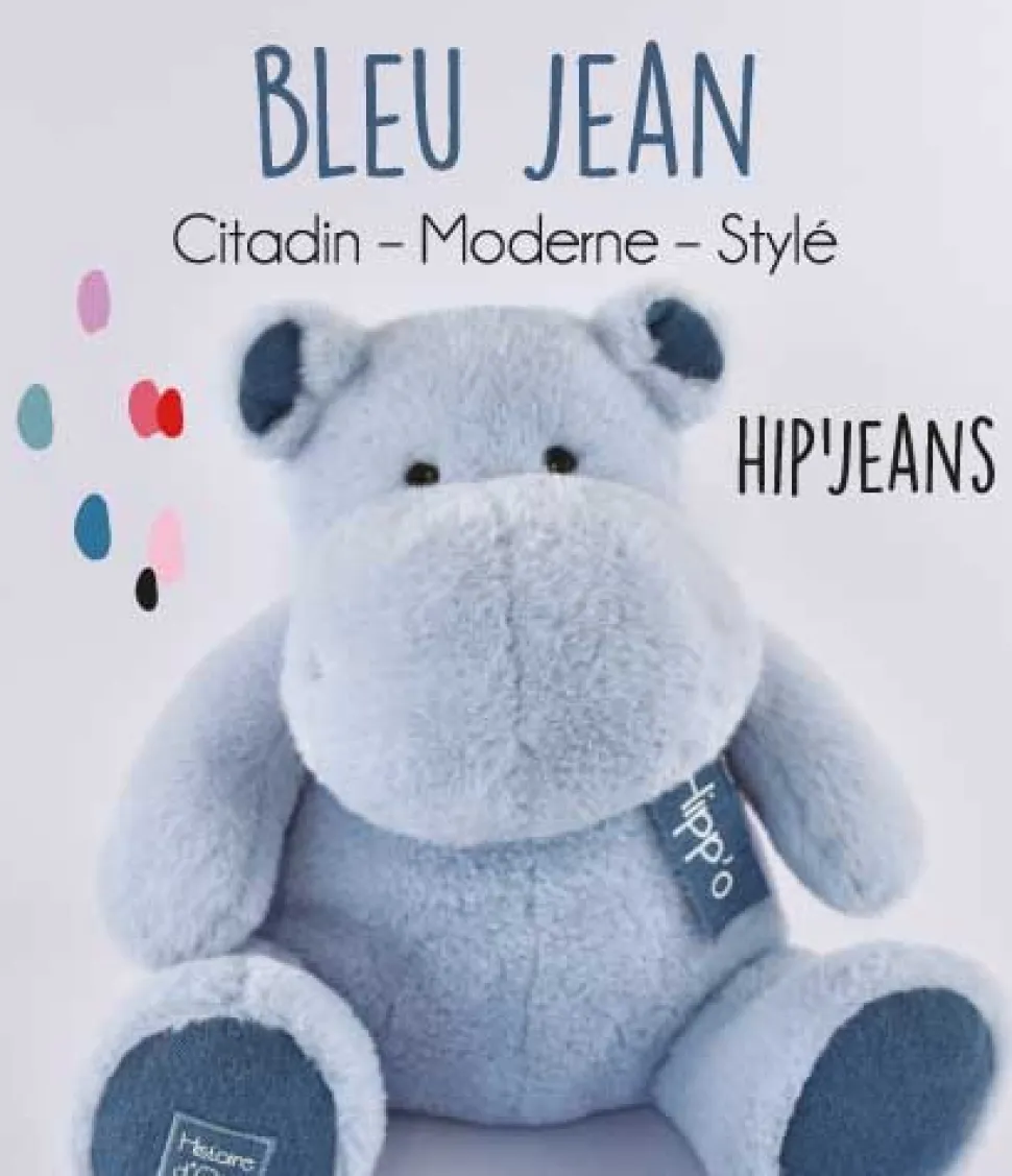 Peluche Hippopotame bleu - Blue jean 85 cm