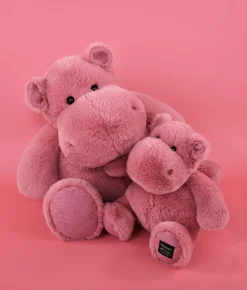 Peluche hippopotame HIP'FUN Rose- Lait grenadine - 40 cm