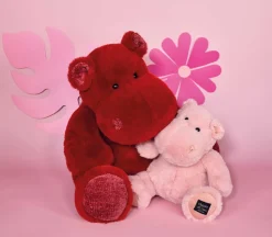 Peluche hippopotame HIP'FUN Rose- Lait grenadine - 25 cm