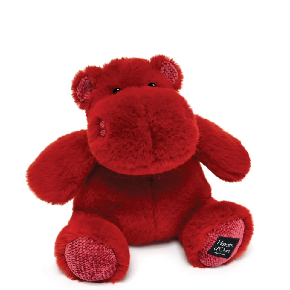 Peluche Hippopotame HIP'KISS Rouge - 25 cm