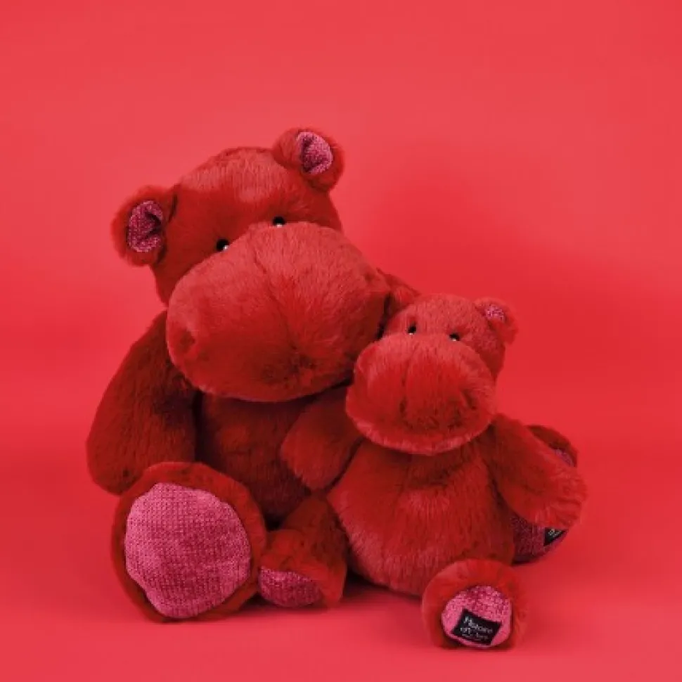 Peluche Hippopotame HIP'KISS Rouge- 40 cm