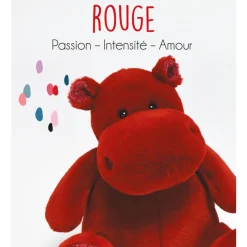 Peluche Hippopotame HIP'KISS Rouge- 40 cm