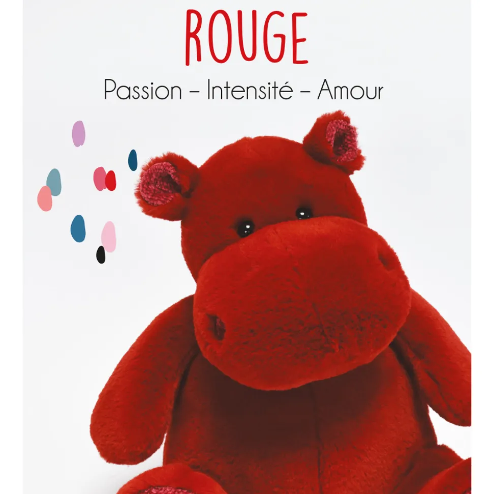 Peluche Hippopotame HIP'KISS Rouge- 40 cm