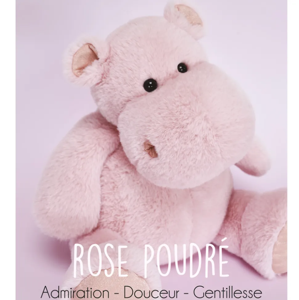 Peluche Hippopotame HIP'PIE - Rose poudré - 40 cm